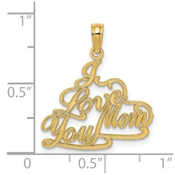 14k Yellow Gold I LOVE YOU MOM Charm